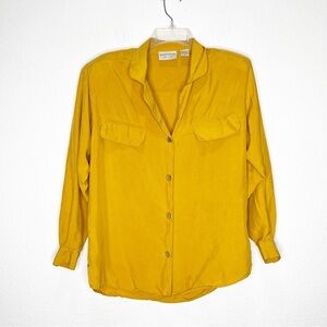 Nordstrom Vintage 100% Silk Point of View Golden Yellow Top